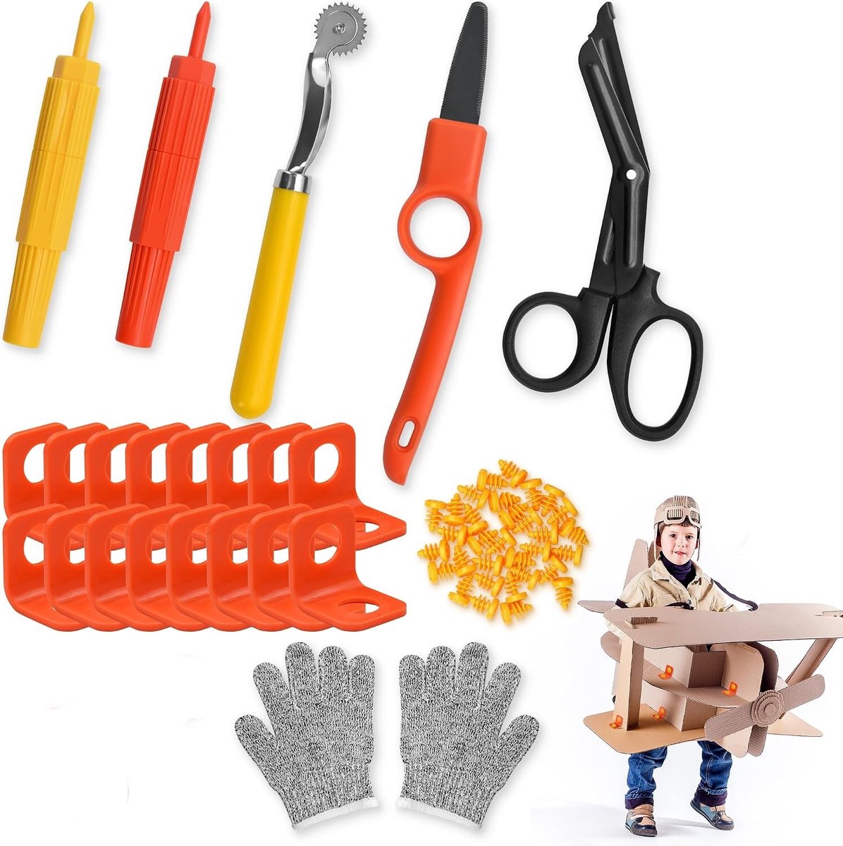 150 stuks Veilige karton constructieset - Inclusief opbergdoos | Kartonnen bouwpakket voor peuters – Creatief educatief speelgoed, cadeau voor jongens en meisjes