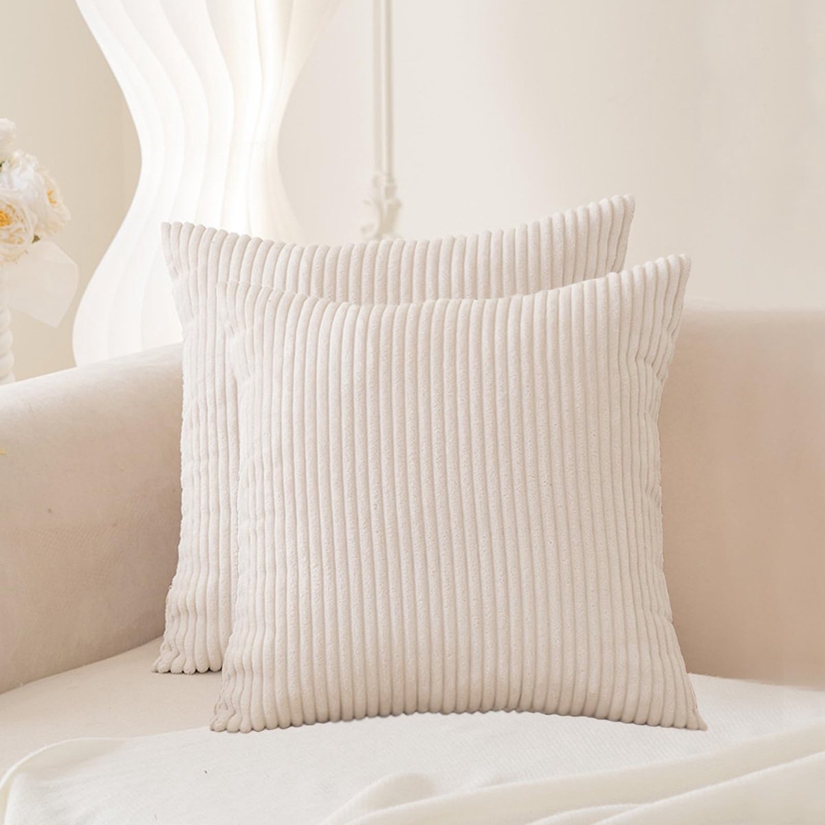 Solidchoice - Set van 2 Boho Kussenslopen 45x45cm Beige Decoratieve Kussens