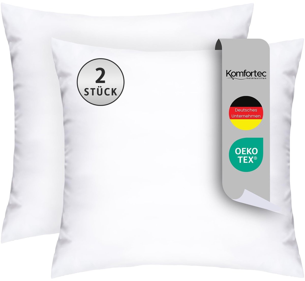 Solidchoice - Set van 2 Oeko-Tex Kussens 40 x 40 cm Wasbaar