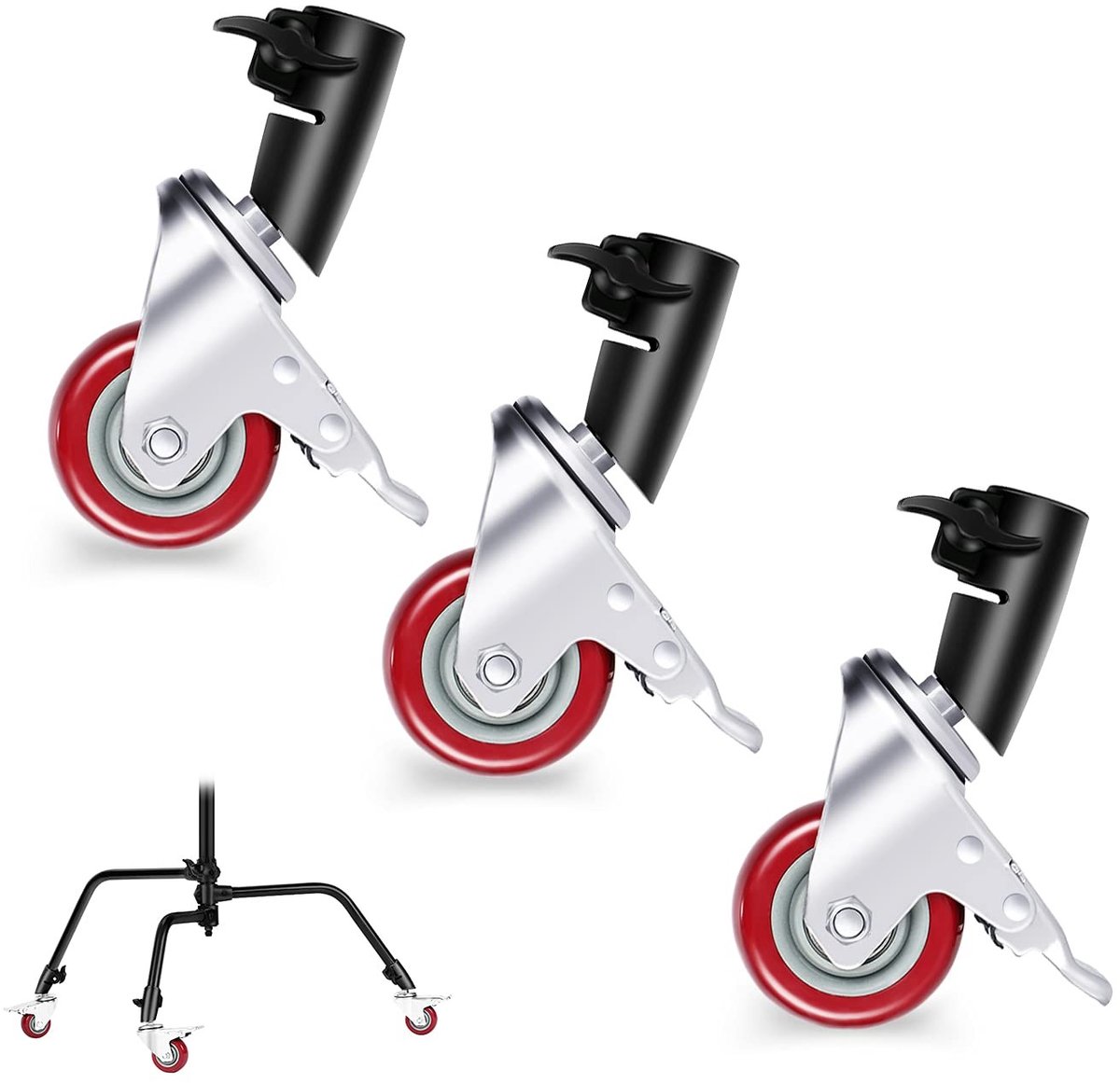 Solidchoice - Set van 3 Robuuste Swivel Wielen voor Studiohouders