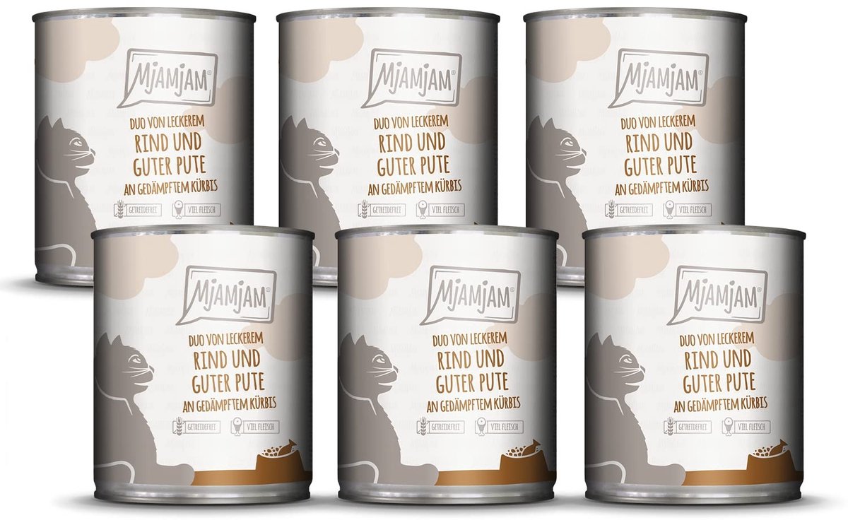 Solidchoice - Premium Natvoer voor Katten - Duo van Rundvlees & Kalkoen met Gestoomde Pompoen, 6 x 800 g