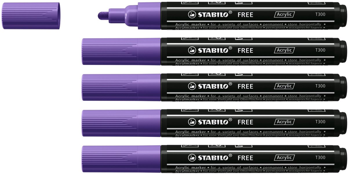 Solidchoice - Set van 5 Acrylmarkers met Ronde Punt, 2-3 mm Dikte