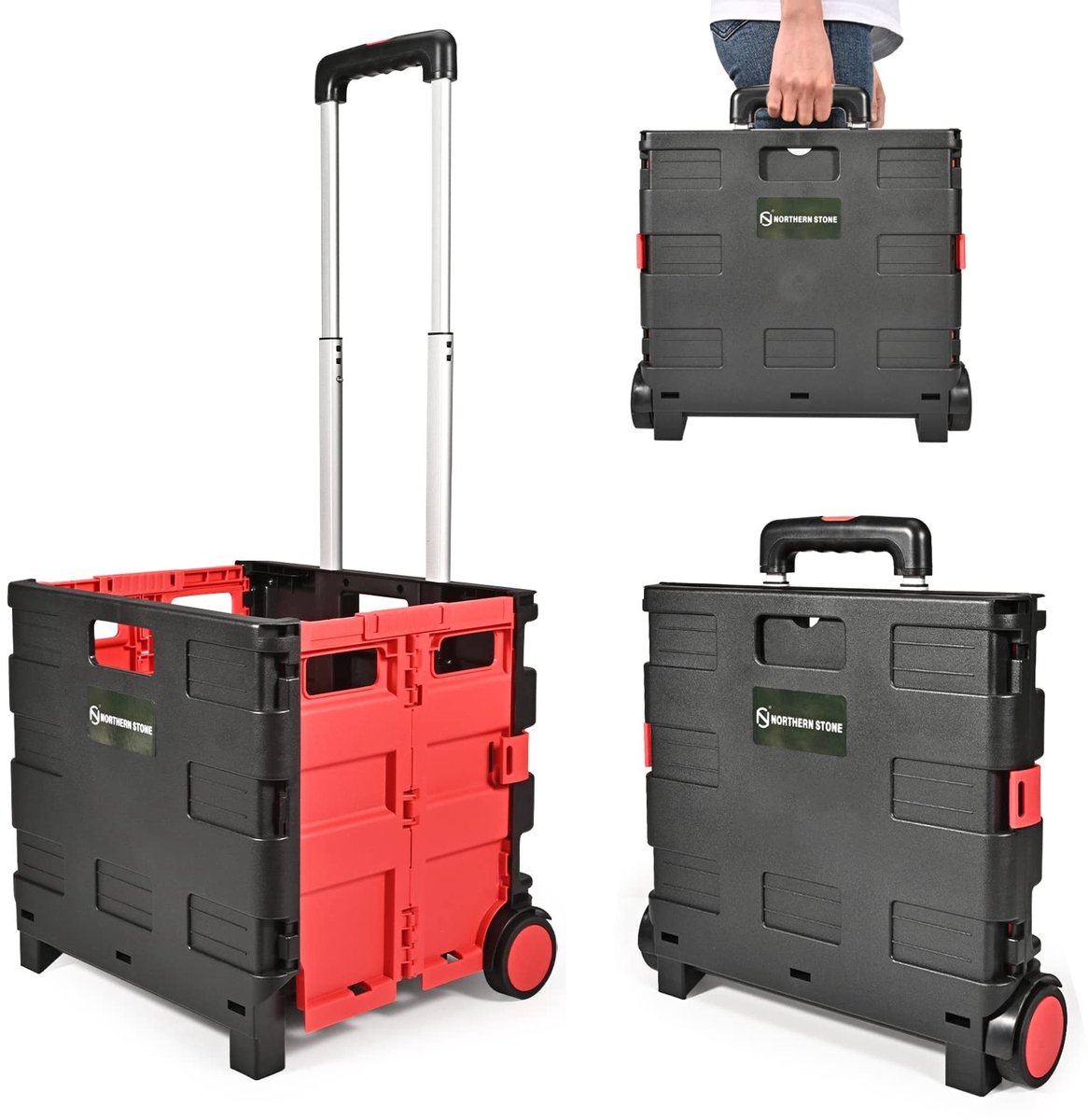 Solidchoice - Vouwbare Winkelwagen met Geluidsloze Wielen