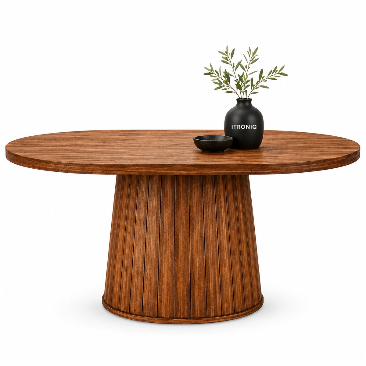ITRONIQ Ovale Eettafel 140 CM - Luxe Eettafel Voor 6 Personen - Dining Table - MDF Houtlook - Modern Design - Donkerbruin
