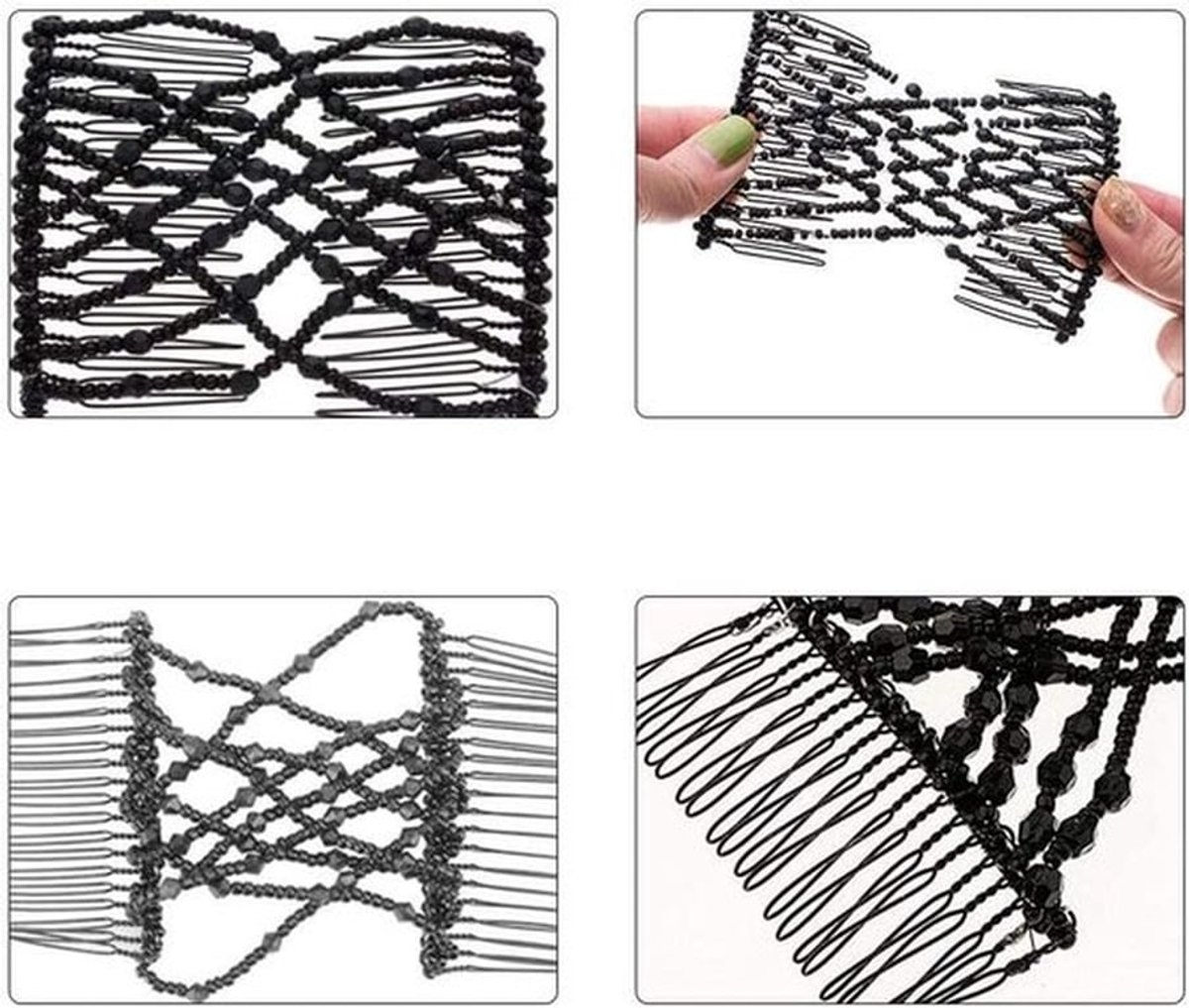 Haarkammen 2 Stuks - Magische Parelclip - Elastisch Ontwerp - Kappersgereedschap - Haaraccessoires - 12,5 x 7,5 cm