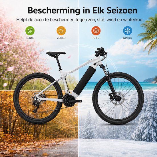 E-bike Accu Beschermhoes Neopreen - Waterafstotende Accuhoes voor Elektrische Fiets - Universele Bescherming tegen Regen en Krassen - Geschikt voor Frameomtrek 28-36 cm - Groen — afbeelding 3