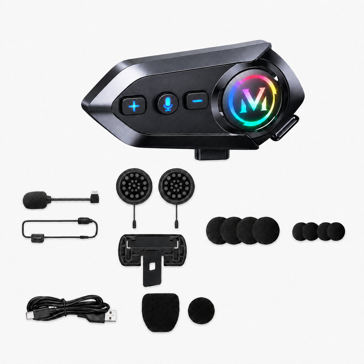 Motorhelm Headset Bluetooth - Draadloze Helm Communicatie - Met Microfoon - Handsfree Bellen en Muziek Luisteren - Waterdicht Ontwerp - Geschikt voor Motor en Scooter - X12 Zwart