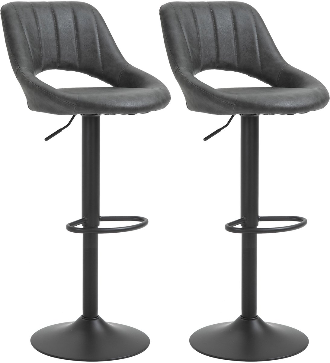 HOMCOM barkruk - kunstleer - metaal - 44L x 49B x 90-110H cm - grijs