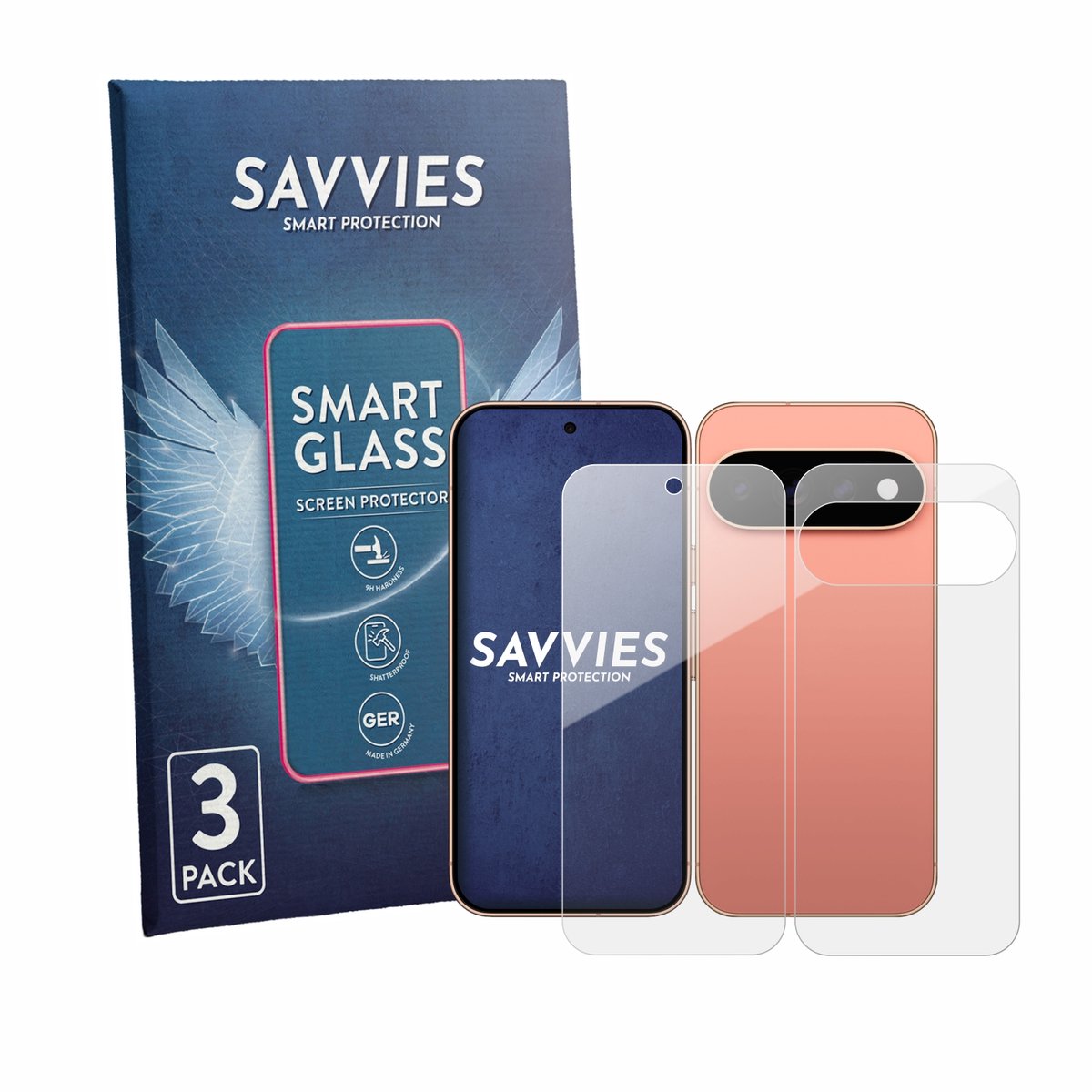 3 Stuks Savvies Screenprotector - geschikt voor Google Pixel 11 Pro (Voor+Achter) - beschermfolie glas transparant
