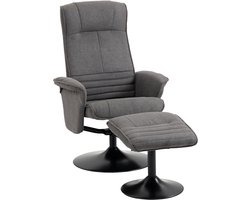 HOMCOM-Relaxsessel mit Fußhocker-Polyester, Stahl-69L x 71B x 104H cm-Dunkelgrau
