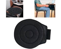 KZQ Draaikussen autostoel - 360° draaibaar zitkussen met antislip en memory foam - Voor ouderen, senioren, comfortabel in- en uitstappen - Auto, kantoor, thuis - Zwart