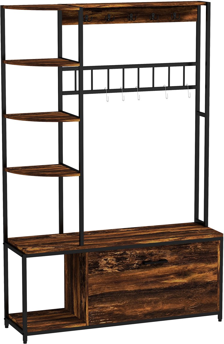 HOMCOM Kapstok Spaanplaat - 120x35x180cm - Bruin