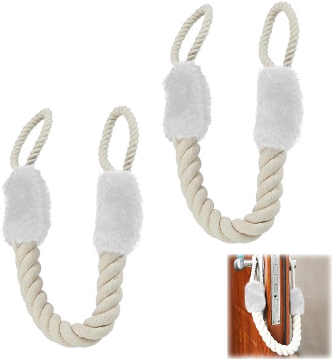 Deurstopper - 2 Stuks Vlies - Katoenen Deurkoord - Antipinch Klembeveiliging - Veilig Woonaccessoire - Geschikt voor Interieurtextiel - Deurtouw