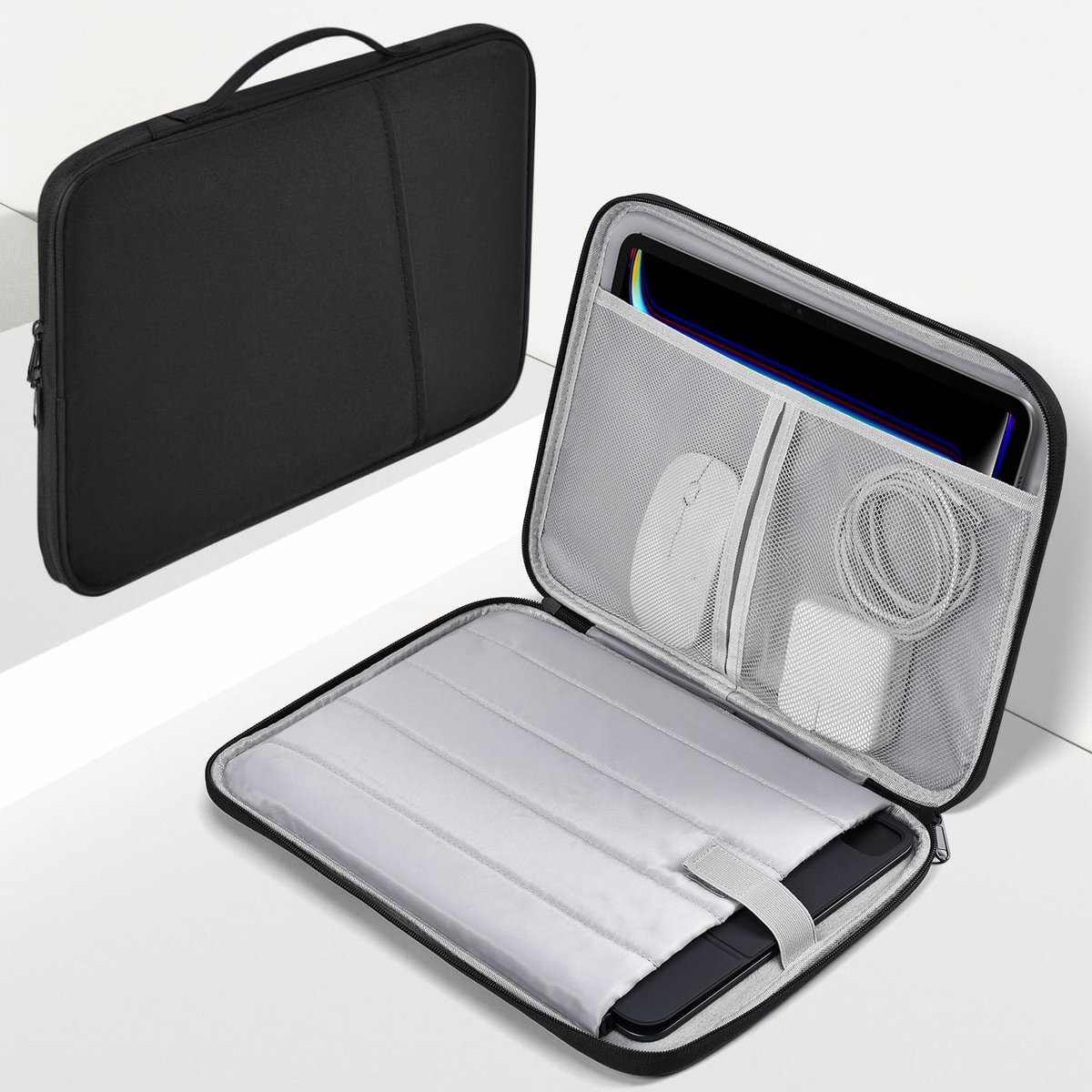 Tablethoes - Waterdichte Schokbestendige Laptophoes met Handvat - Geschikt voor 13-13.6 Inch - Formaat 35x25.5x3 cm - Zwarte Kleur - 1 Stuk