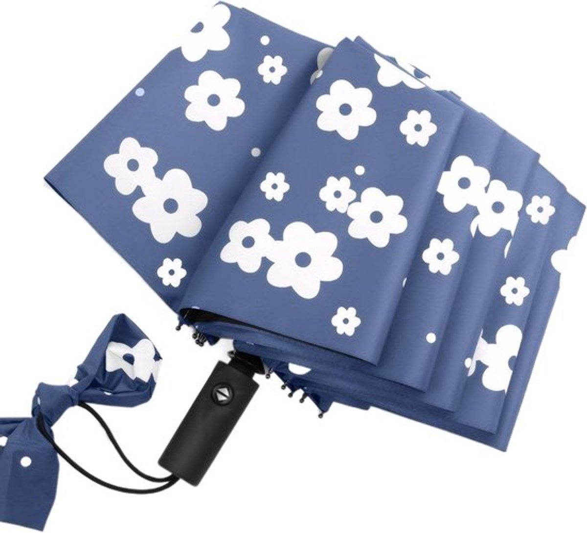 Vouwbare Parasol met UPF50+ UV Bescherming, Lichtgewicht en Sterke Windbestendigheid, Automatische Open/Sluitfunctie en Bellflower Patroon