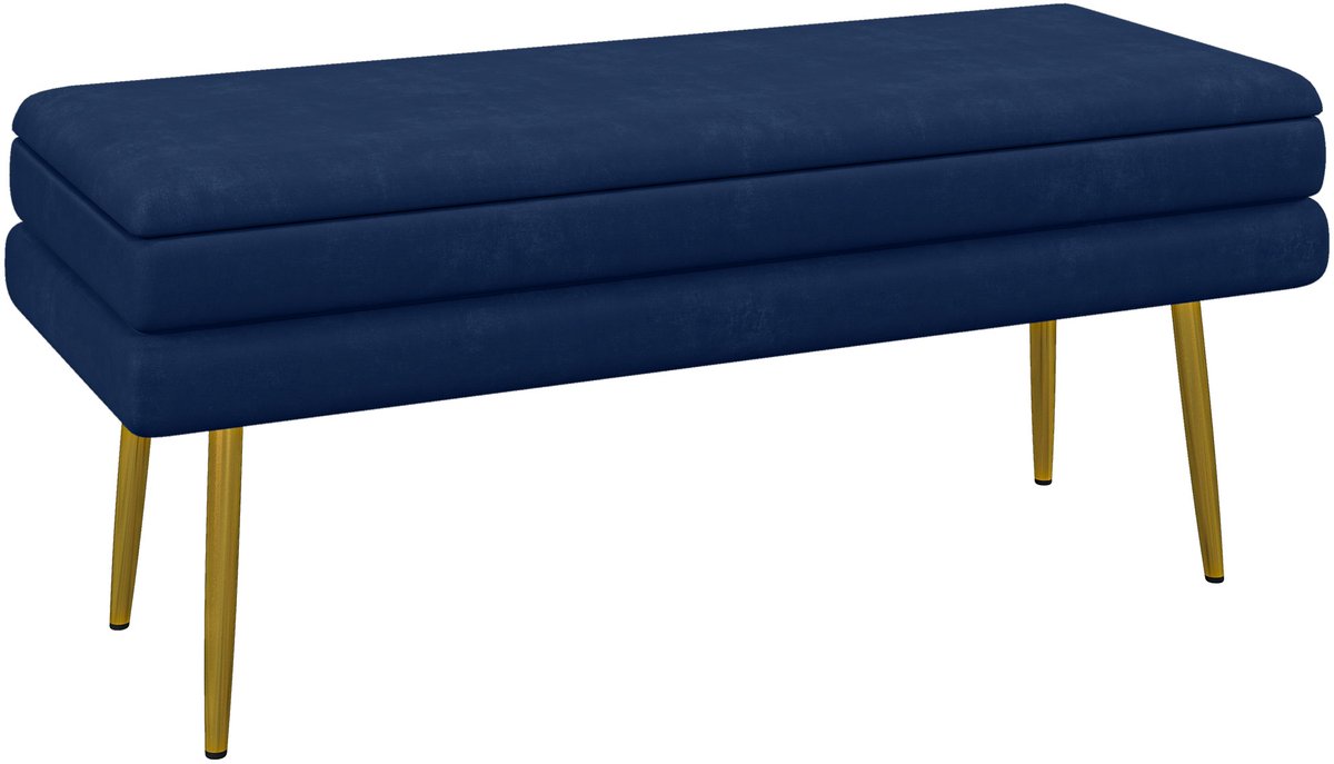HOMCOM Opbergpoef - Polyester - 100x37,5x42cm - Blauw