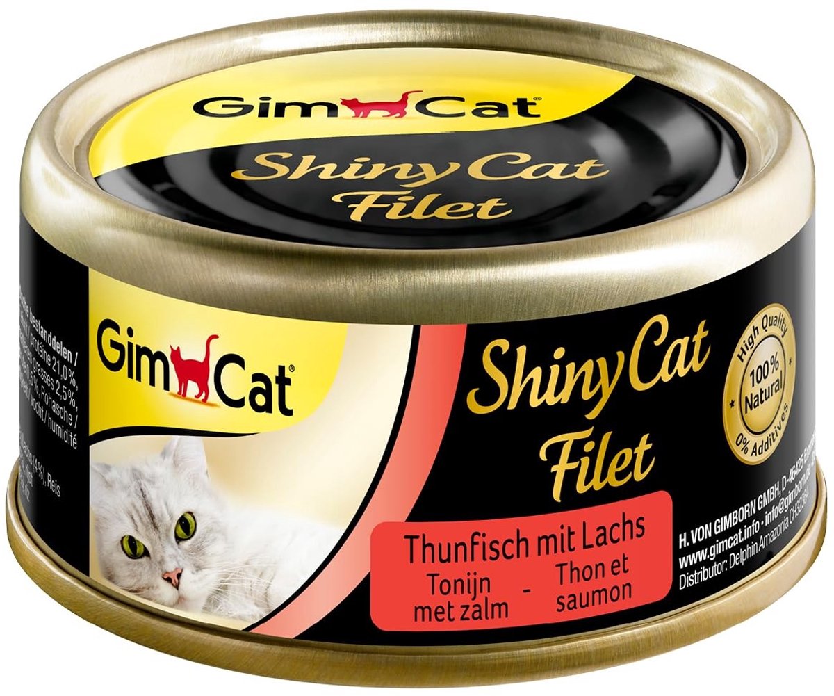 Solidchoice - ShinyCat Fillet met Tonijn en Zalm, 24 Cans van 70g, Suikervrij