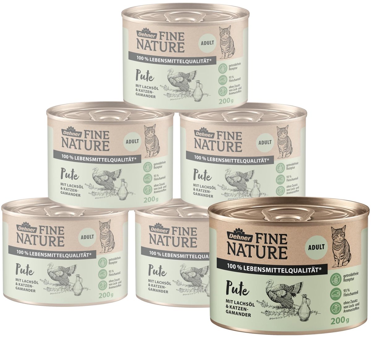 Solidchoice - Natvoer voor Volwassen Katten - Kalkoen - 6 x 200 g