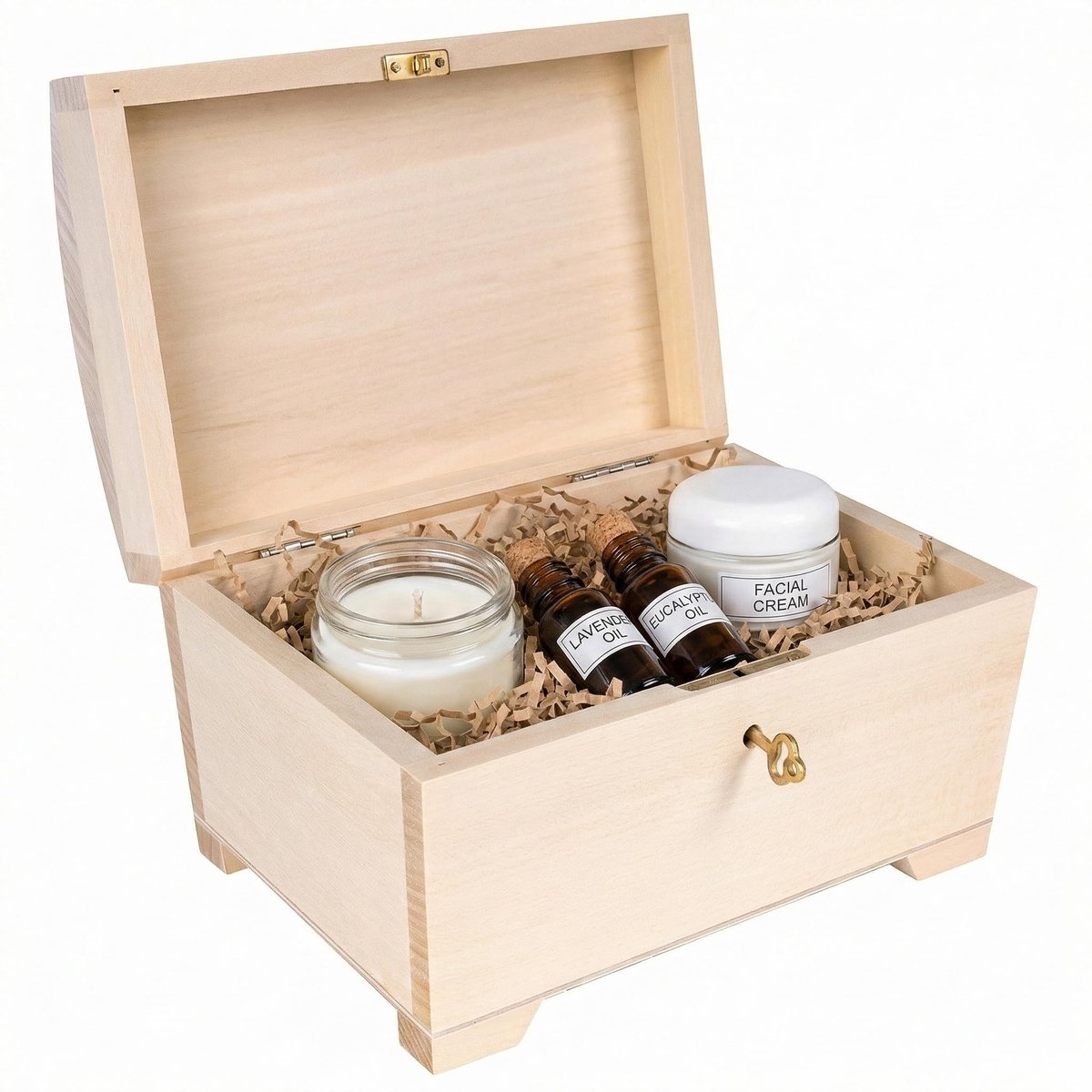 Solidchoice - Grote Houten Sieraden Doos met Sleutel 20 x 14,5 x 11,7 cm