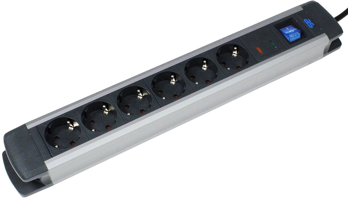 Solidchoice - 6-Weg Aluminium Stroomstrip met Overspanningsbeveiliging