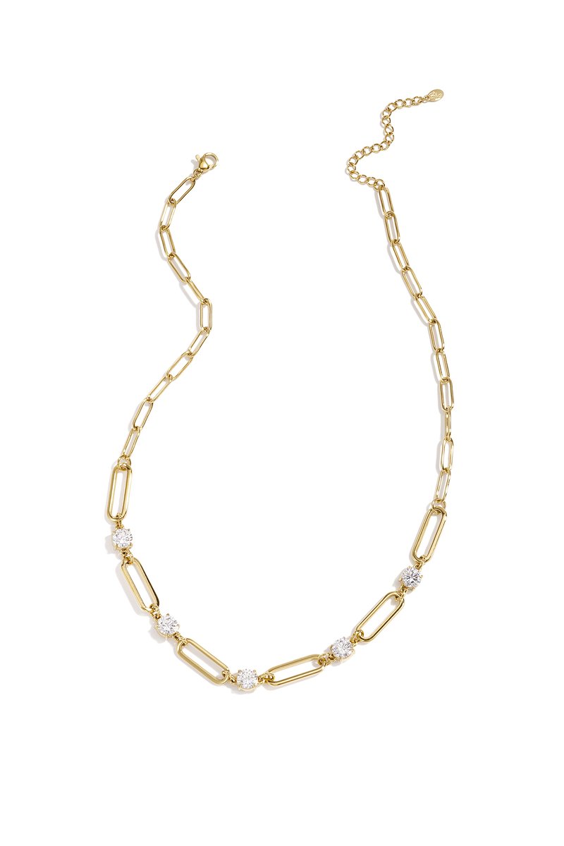 Geometrische Schakelketting met Gestroomlijnde Cirkelhanger – RVS - Goud