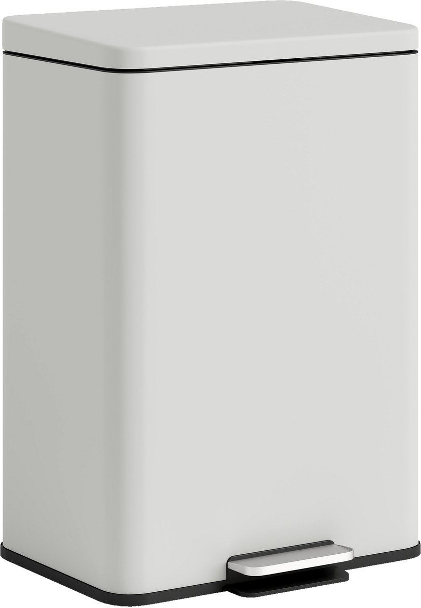 HOMCOM Prullenbak - Metaal en PP - 34,2 x 30,6 x 44,2 cm - Crème