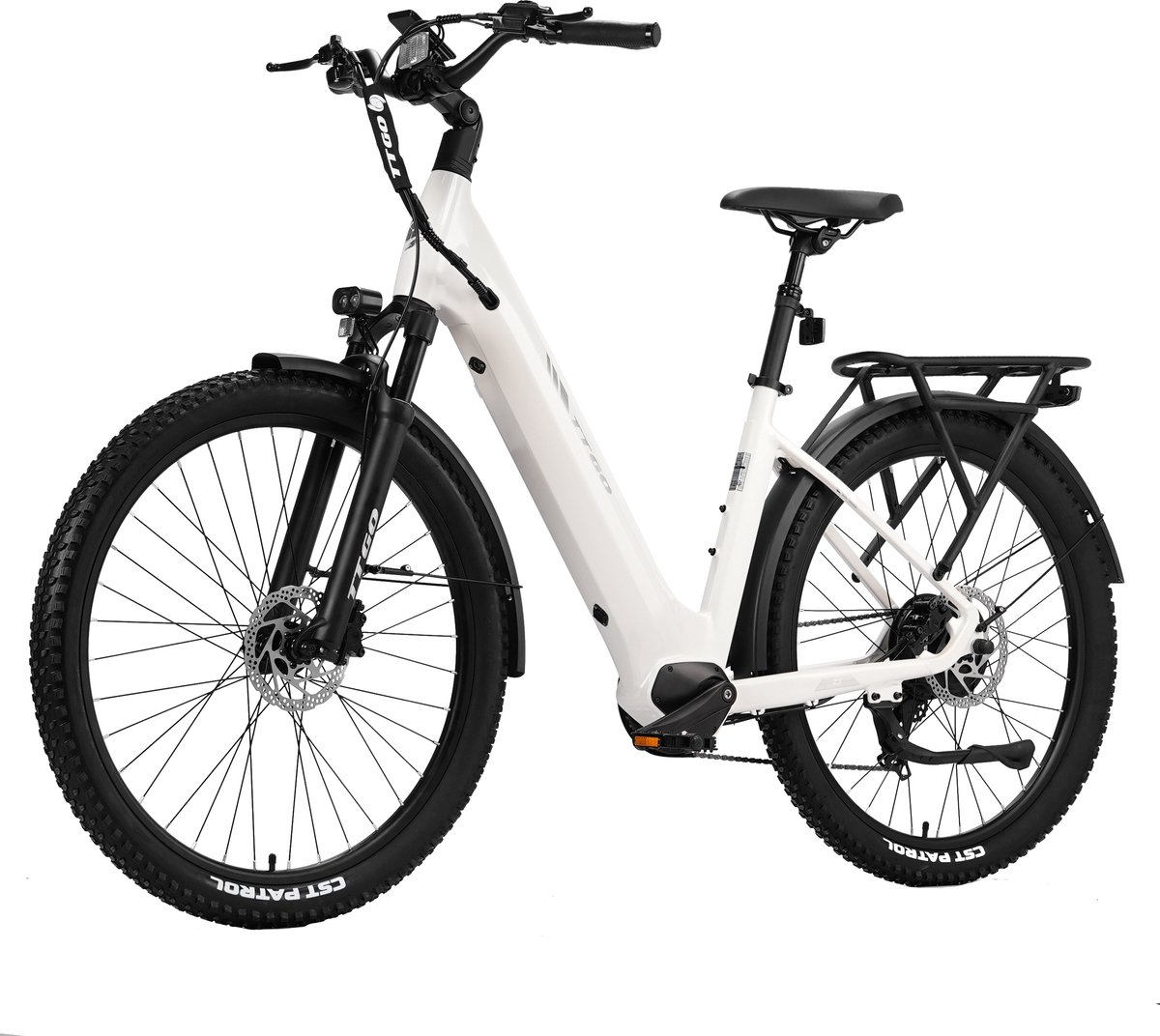2026 TTGO 27.5×2.4 Inch Elektrische Fiets – 48V 15Ah Accu (720Wh) – ZOOM Gedempte Zadelpen – Actieradius tot 130 km – LCD Display – Shimano 7 Versnellingen – Hydraulische Schijfremmen – 70 Nm– Elektrische stadsfietsen – Wit
