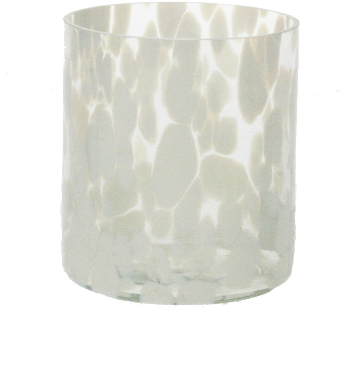 Windlicht glas wit gevlekt Ø6x9cm