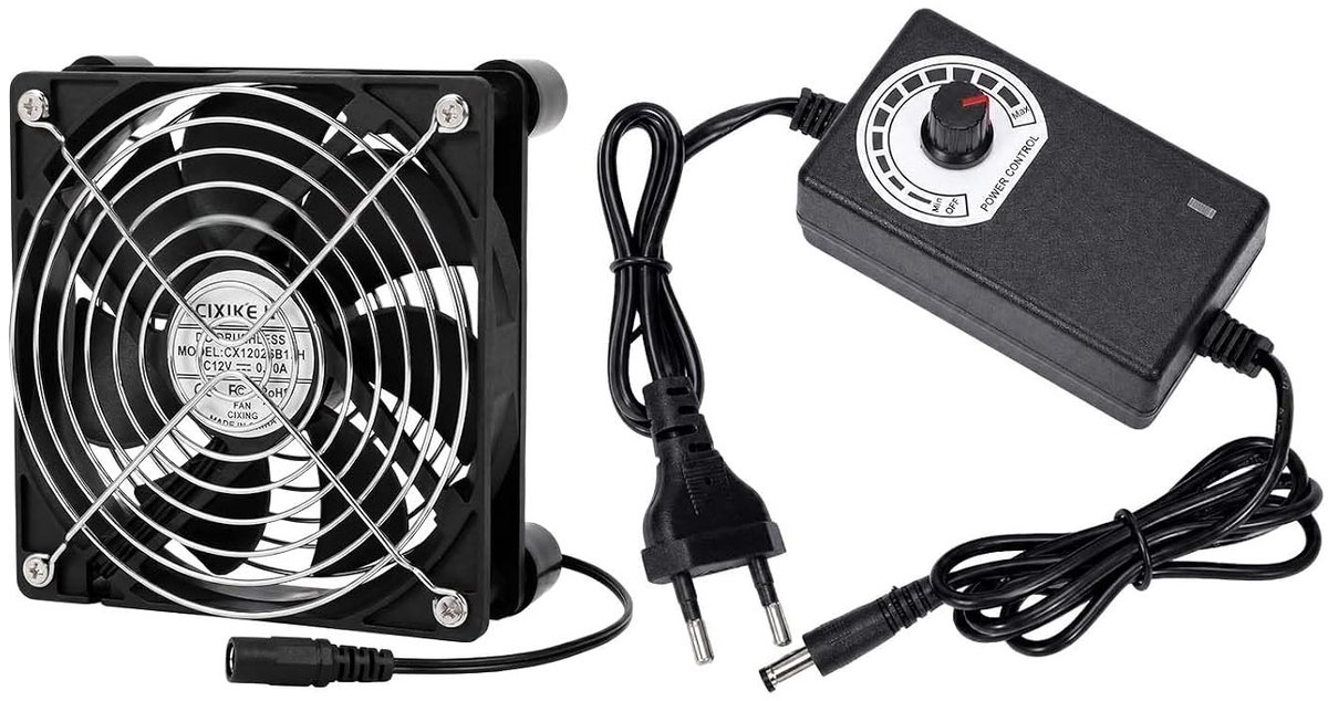 Ventilator - Zwart - 120 x 120 x 25 mm - Behuizingsventilator met Toerentalregelaar - Voor Computers en Apparaten