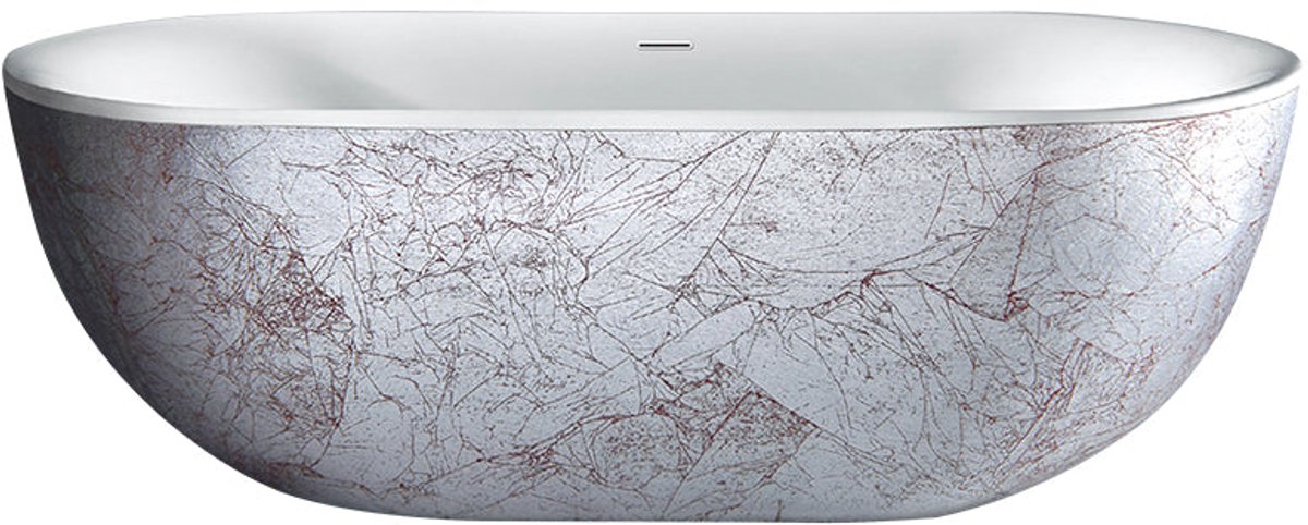 Vrijstaand ligbad Sanitado Industry Silver brush 180x75cm mat zilver en wit