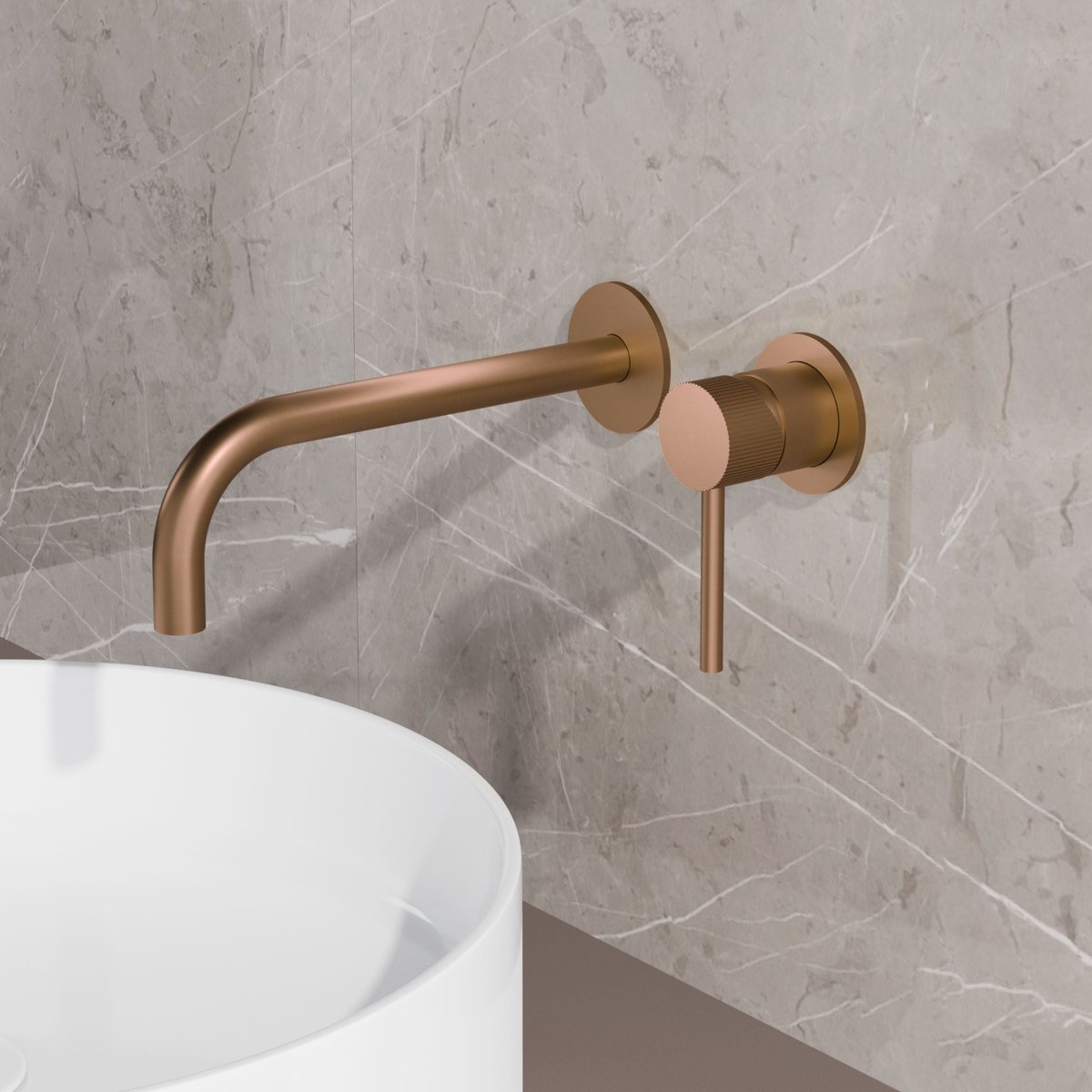 Complete wandinbouw mengkraan Sanitado Industry in mat brons