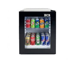 HCB® - Professionele Horeca Minibar koeling - 32L - Mini Koelkast met glazen deur - Kleine drankenkoelkast - D - Zwart - Flessenkoelkast - Bier koelkast - tafelmodel - 45.2x38.5x48.6 cm (DxBxH) - 11 kg - Frigo - 9967