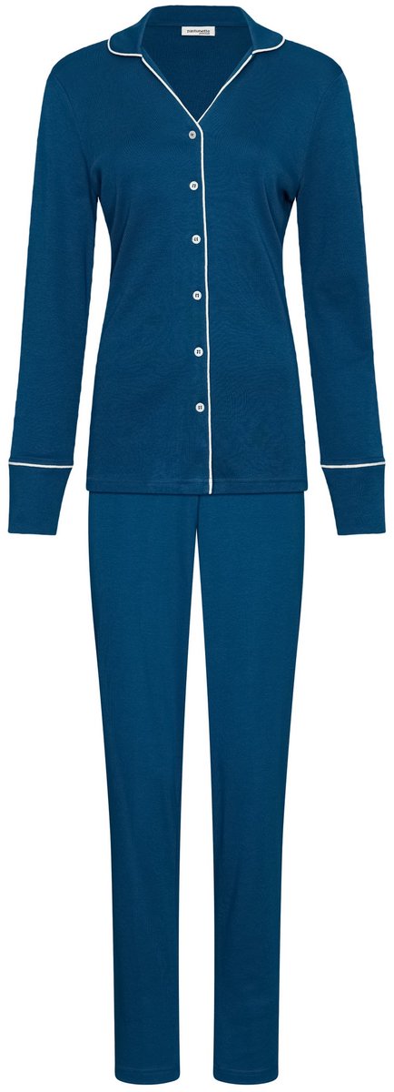 Pastunette Premium - Blue Mirage - Pyjama - Doorknoop - Katoen - Interlock - Blauw - Maat 36
