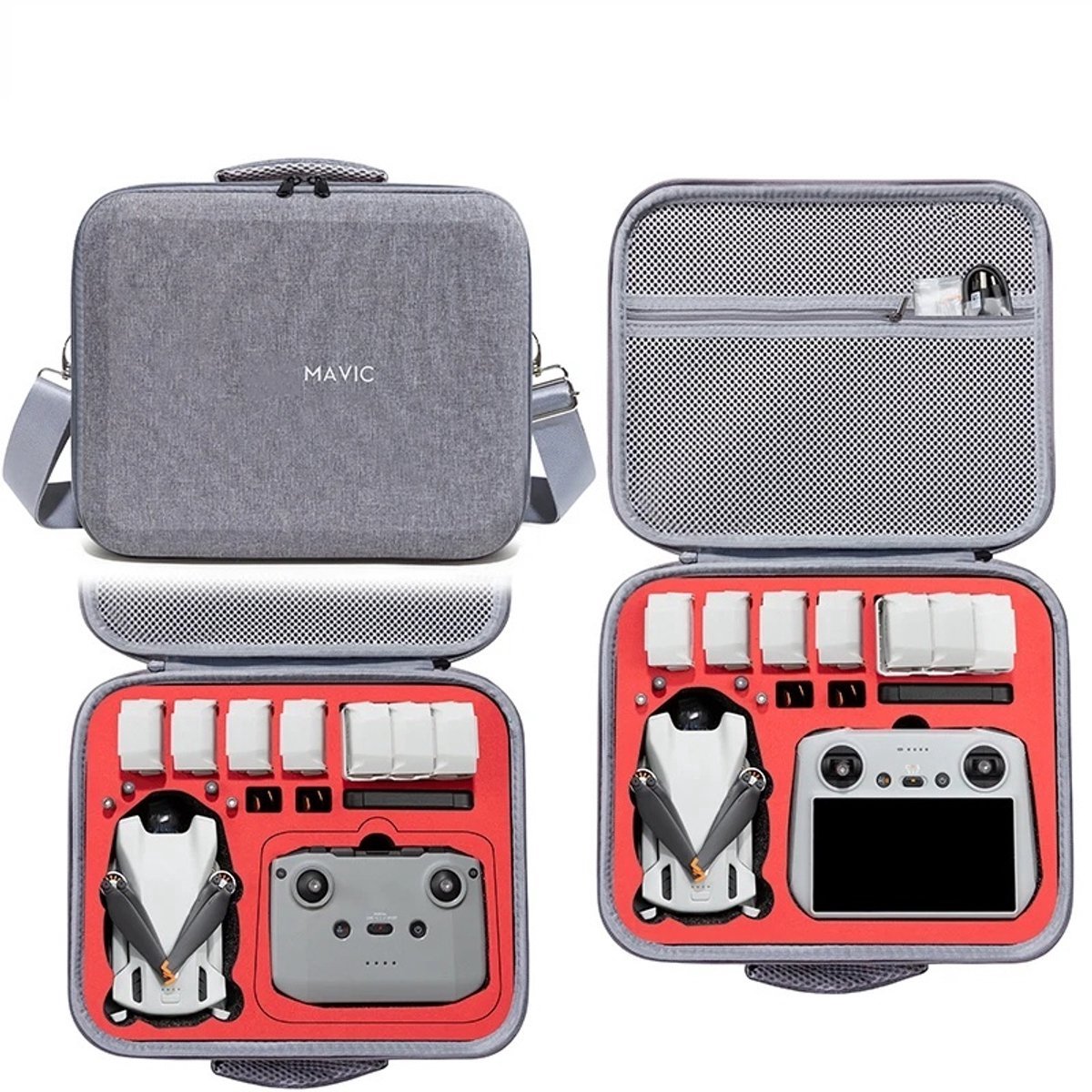 Casalora Drone Tas voor DJI Mini 3 / Mini 3 Pro – Compatibel met RC / RC-N1 – Stevige Opberg Case voor Fly More Combo – Compact & Beschermend – Rood Binnenvoering