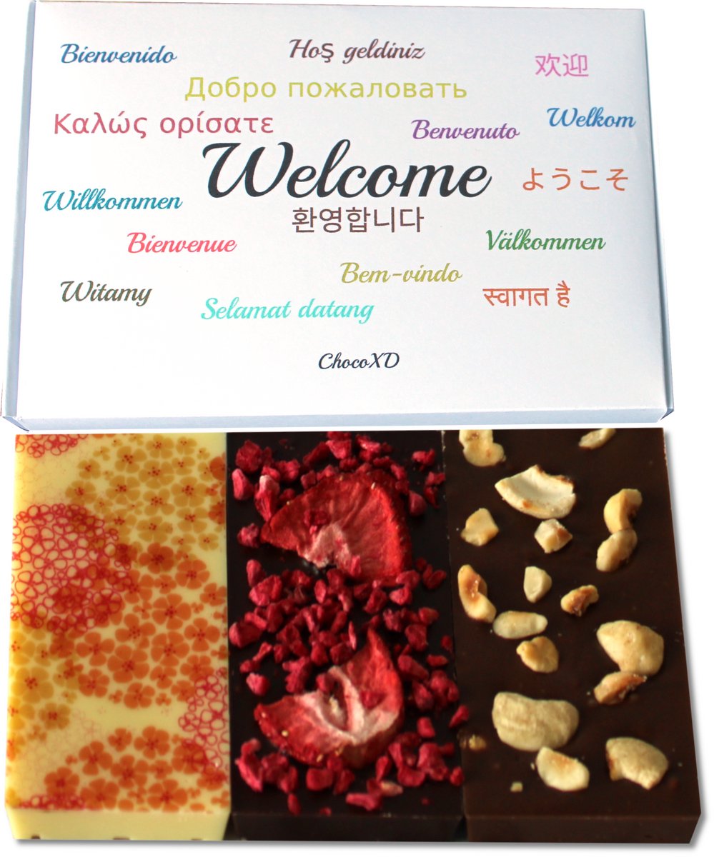 10 stuks Welkom cadeau – Handgemaakte Fairtarde Chocolade – Personeel Chocoladepakket - Welcome gift