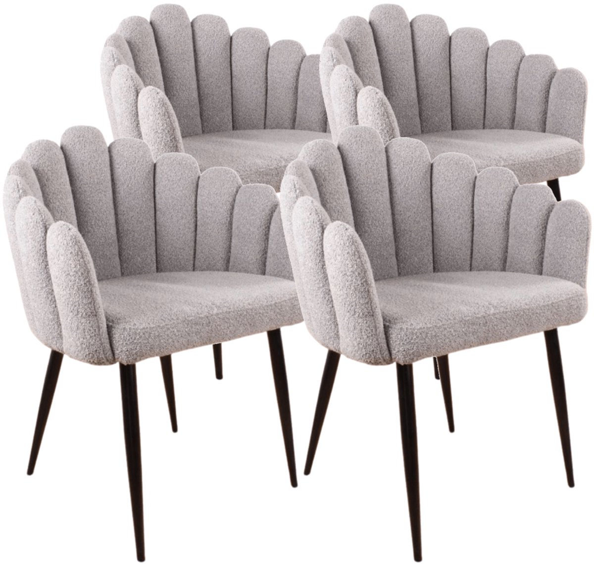 DS4U® - Flower eetkamerstoel - Set van 4 - Grijs - Boucle