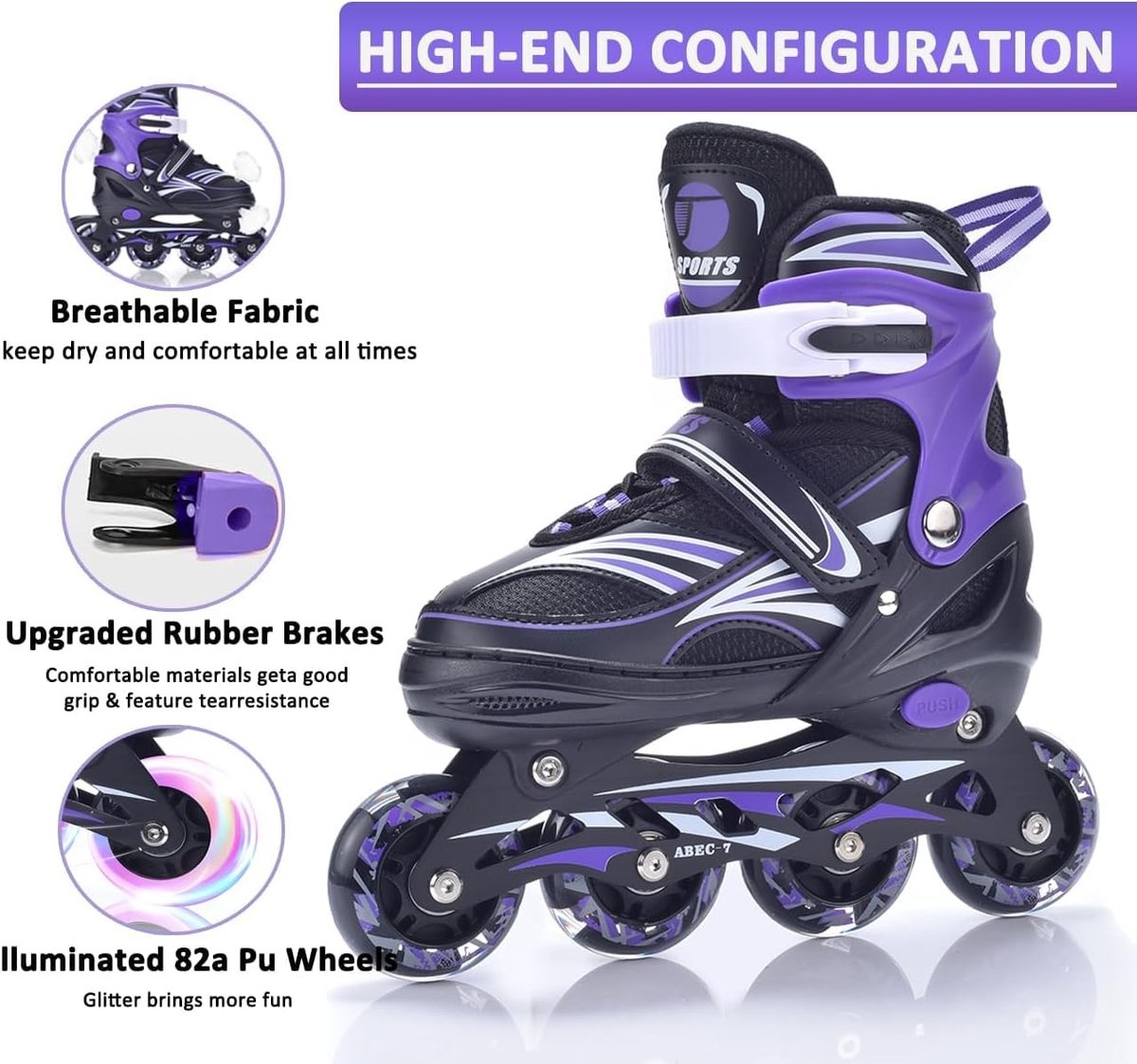 Solidchoice - Verstelbare Inline Skates met Lichtgevende Wielen voor Kinderen