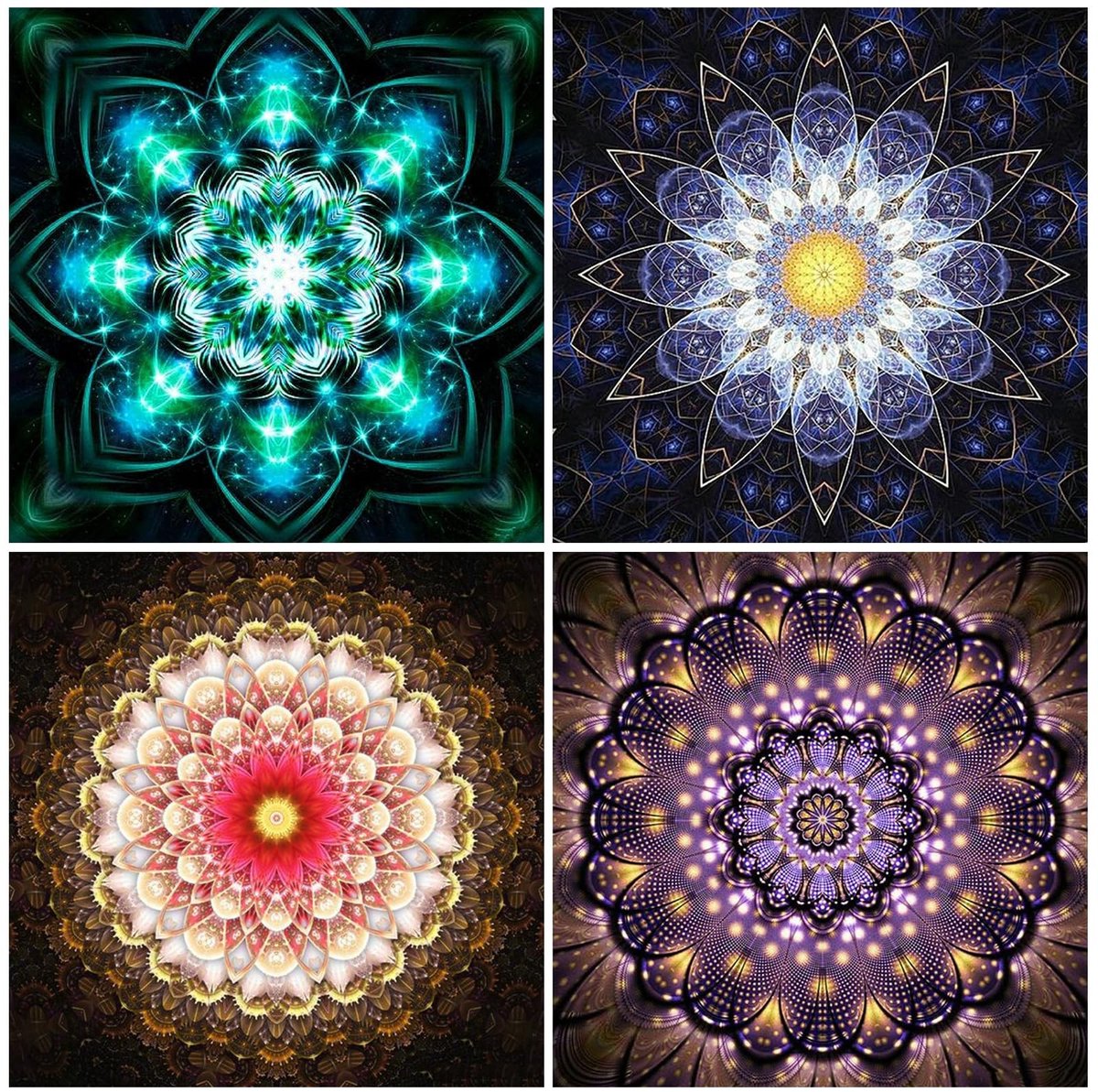 Solidchoice - Set van 4 Diamantschilderijen Mandala voor Volwassenen
