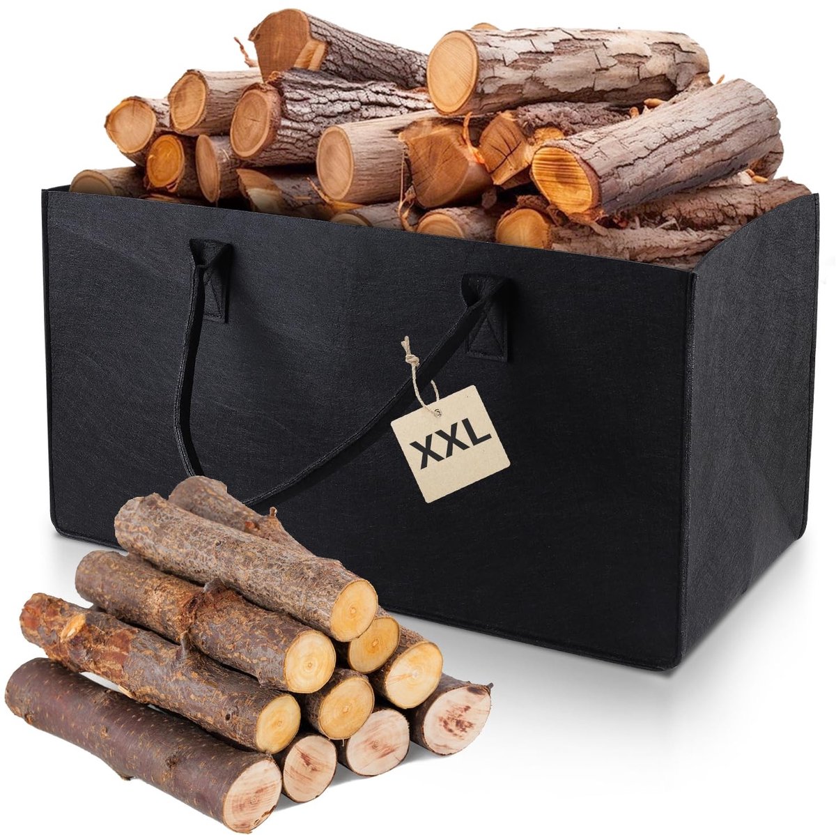 Solidchoice - Grote Opvouwbare Viltmand met Handvatten 60L voor Hout, Kleding en Speelgoed