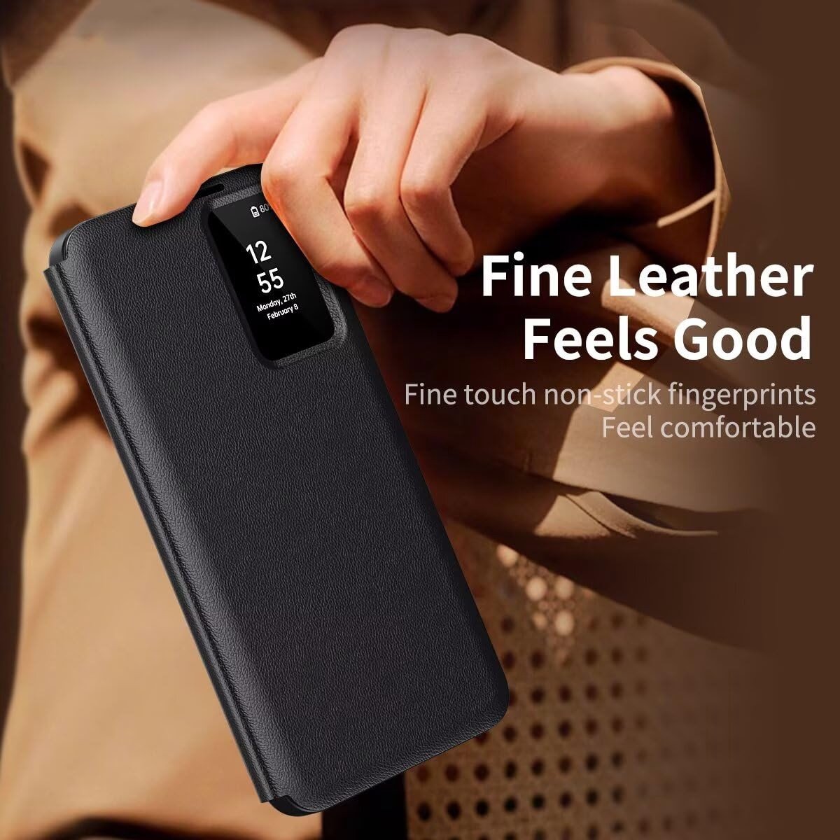 Solidchoice - Flip Case voor Samsung Galaxy A56 met Slimme Leerlook en Schokbestendige Bescherming