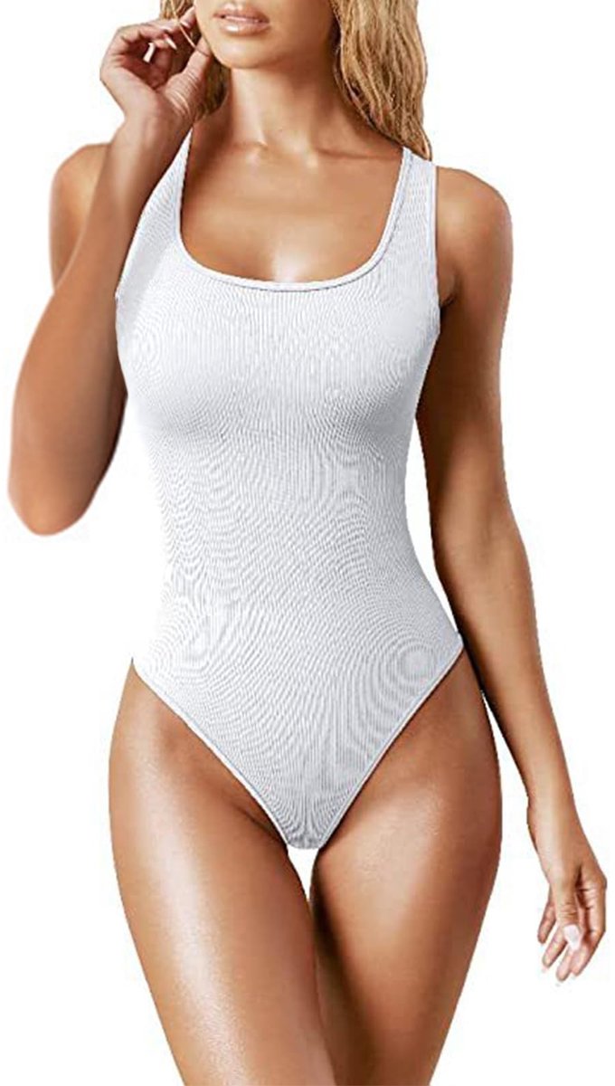 Solidchoice - Minimalistische Dames Bodysuit met U-Hals en Stringbandjes