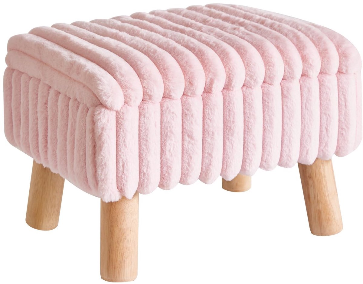 Solidchoice - Kleine Voetenbank met Opbergruimte en Fluwelen Bekleding