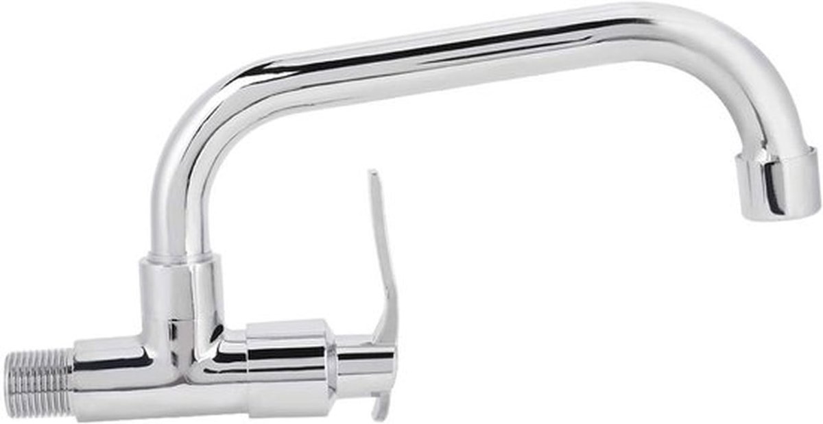 Gootsteenkraan - Wandmontage - 360 graden draaibaar - Koudwaterkraan - RVS - Keuken - Thuisgebruik - Zilver - Geschikt voor elk type gootsteen en keukenmodel - LQ-3093 20 cm.
