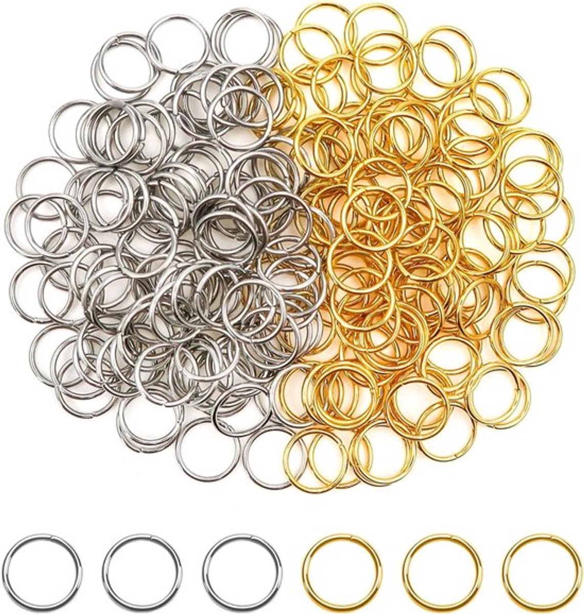 200 Stuks Gouden en Stalen Open Jump Rings van 10mm - Rvs Connectoren voor Kettingen, Armbanden en DIY Sieraden Maken