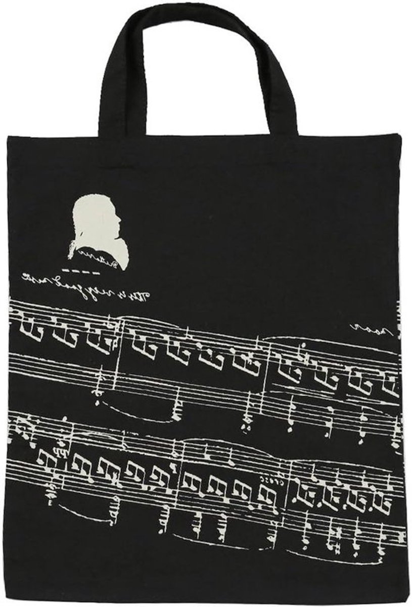 Katoenen Handtas voor Vrouwen met Muzieknoten en Instrumentenpatronen - Ideaal voor Winkelen 36x41cm