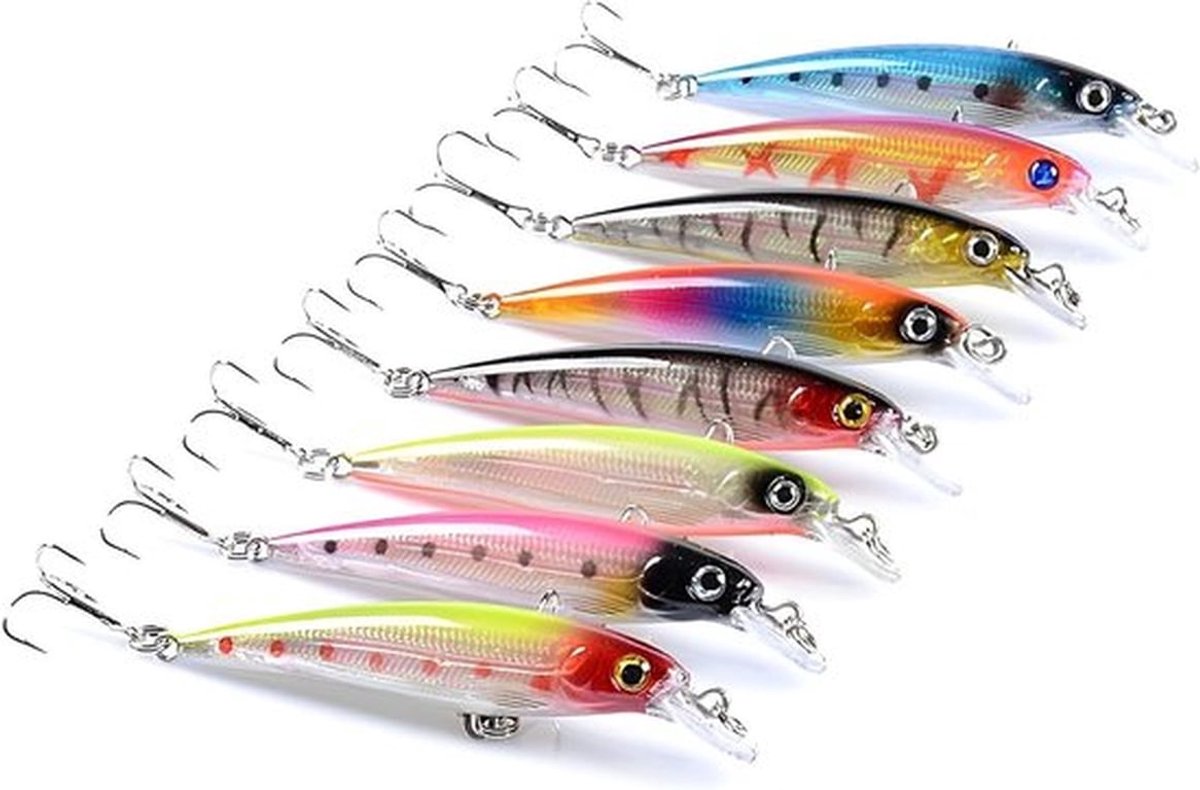 Rubber Vissen Aas Set van 8 Stuks met Jig Heads voor Snoek, Forel en Baars - Perfecte Vissen Cadeaus voor Mannen