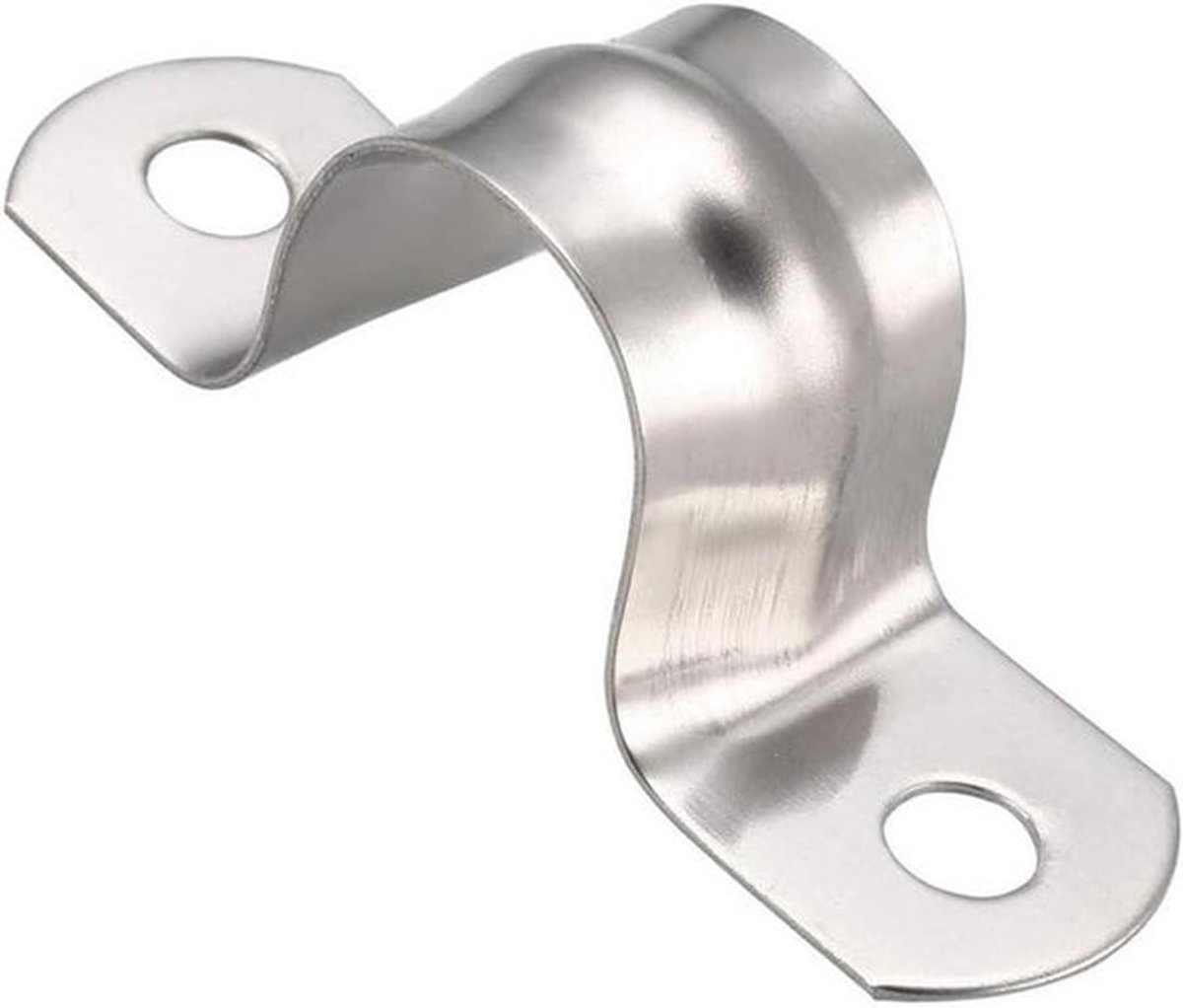 Kabel Klem - Roestvrij Staal - Hangend - 20mm - Clip - Buis - Stijve Pijp Strap U Beugel - 304 Roestvrij Staal - 2 Gaten - Spanning - Geschikt voor Buis - RVS Klem Hanger 20 stks