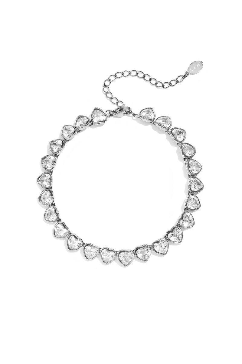 Fae - Schakelarmband met hartjes - Zirkonia - Stainless Steel - - Goud
