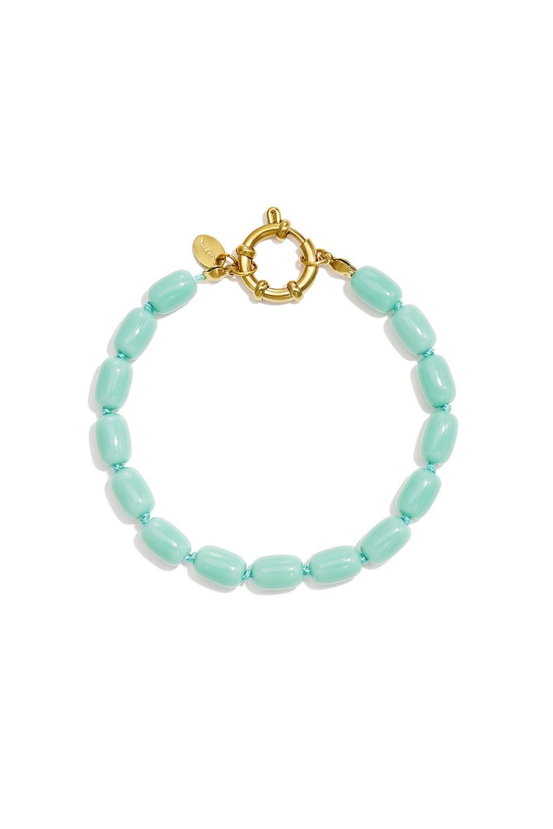 Lara - Kralen Armband - Glas - Stainless Steel - - Groen