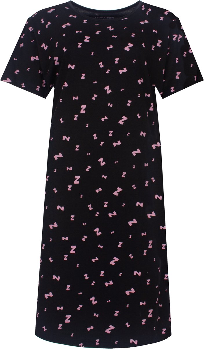 Temptation Dames Big Shirt - Korte Mouwen - Zwart - Maat S